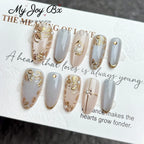 [Blue Aurora]  Medium/Oval press on nails   10pcs/set