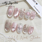 [Pink Aurora]   Medium/Oval press on nails   10pcs/set