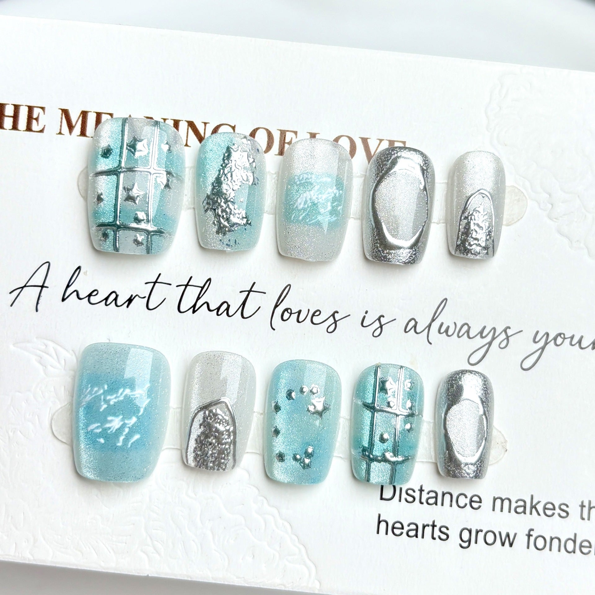 [Cool Summer]   Short/Squoval press on nails   10pcs/set