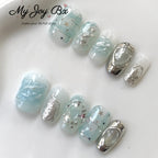 [Cool Summer]   Short/Squoval press on nails   10pcs/set