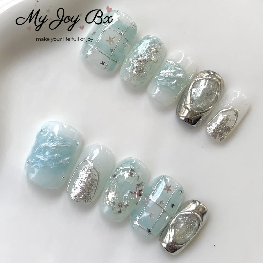 [Cool Summer]   Short/Squoval press on nails   10pcs/set