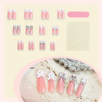 [White Bling Bowknot]  Long/Coffin Nails   press on nails   24pcs/set