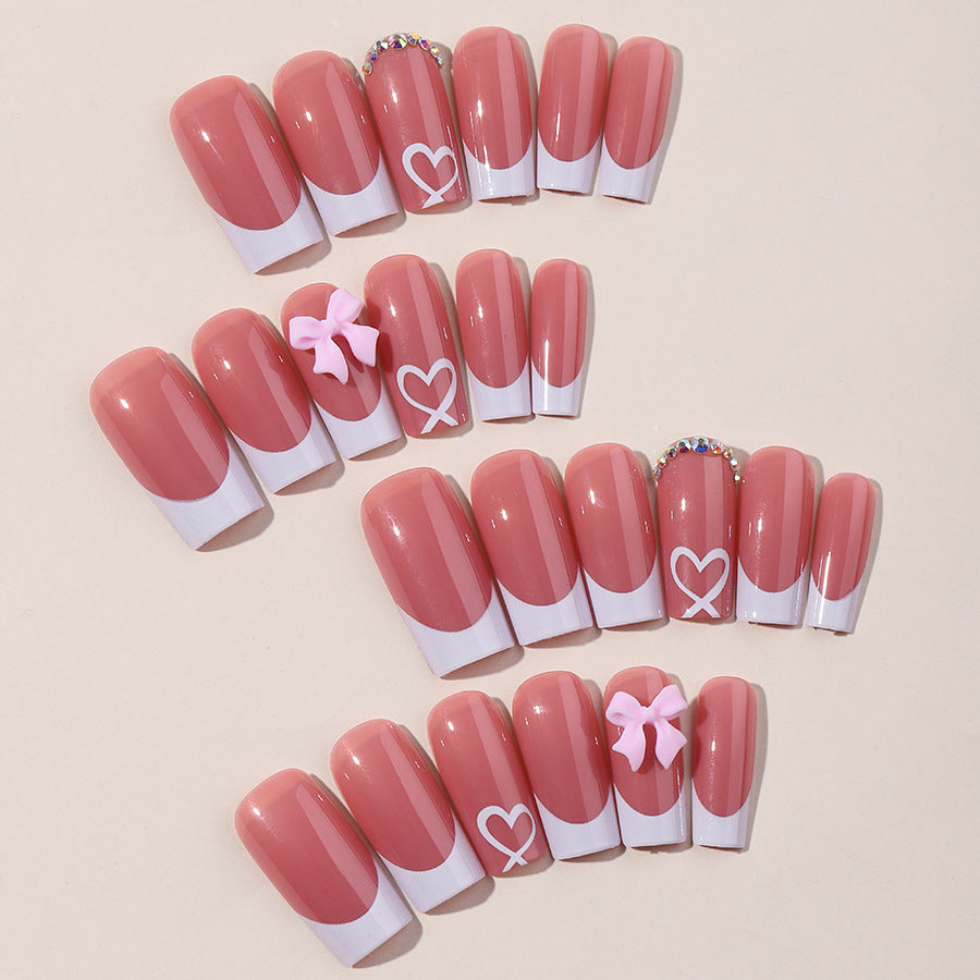 [Sweet Pink Bowknot]   Long/Coffin Nails   press on nails   24pcs/set