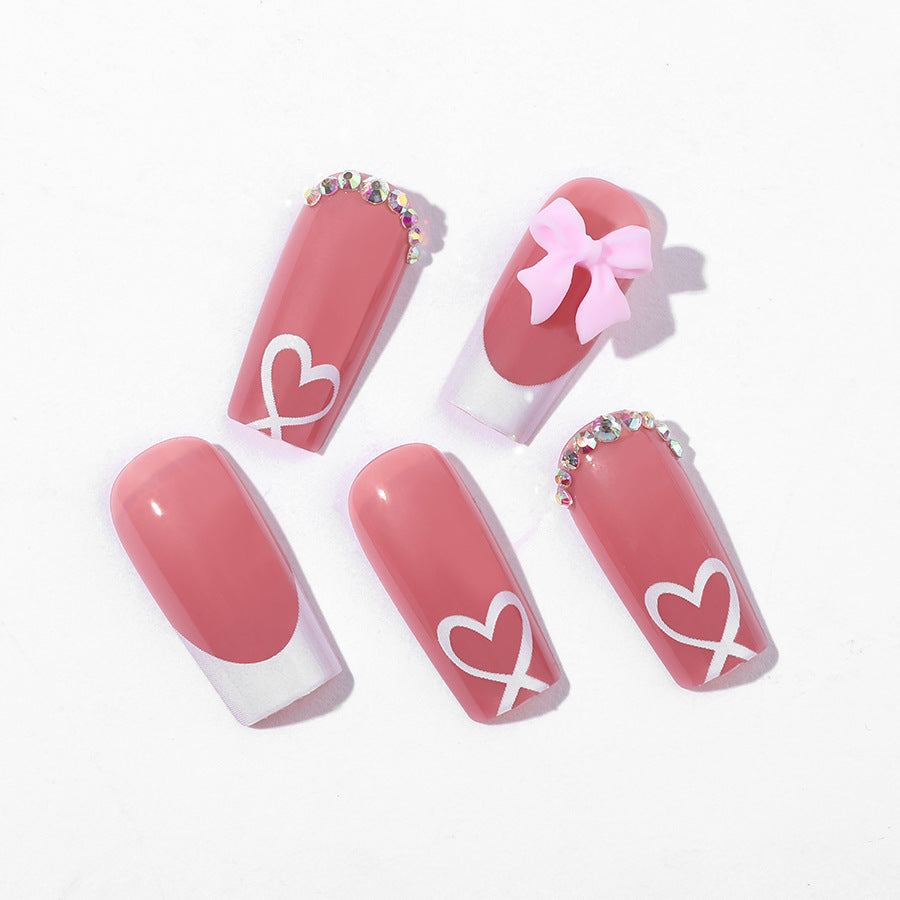 [Sweet Pink Bowknot]   Long/Coffin Nails   press on nails   24pcs/set