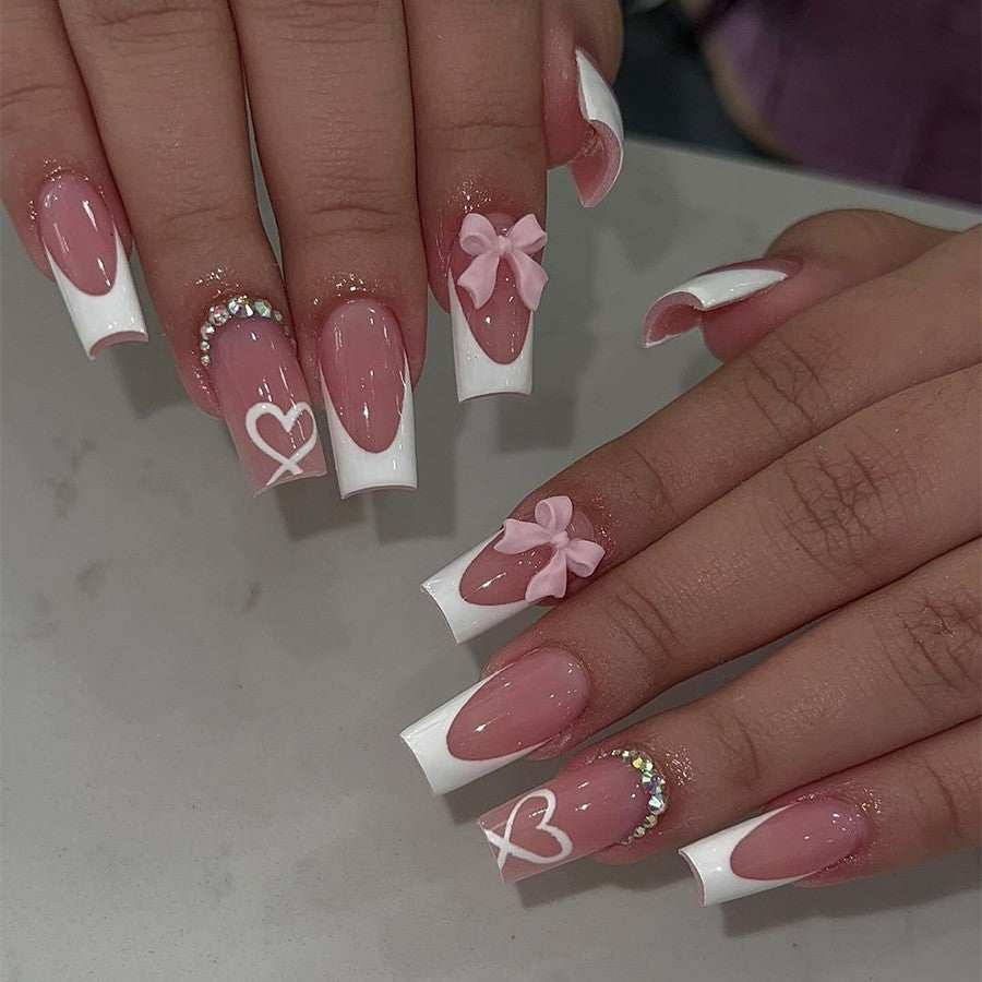 [Sweet Pink Bowknot]   Long/Coffin Nails   press on nails   24pcs/set