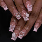 [Cute Pink Bowknot]   Long/Coffin Nails   press on nails   24pcs/set