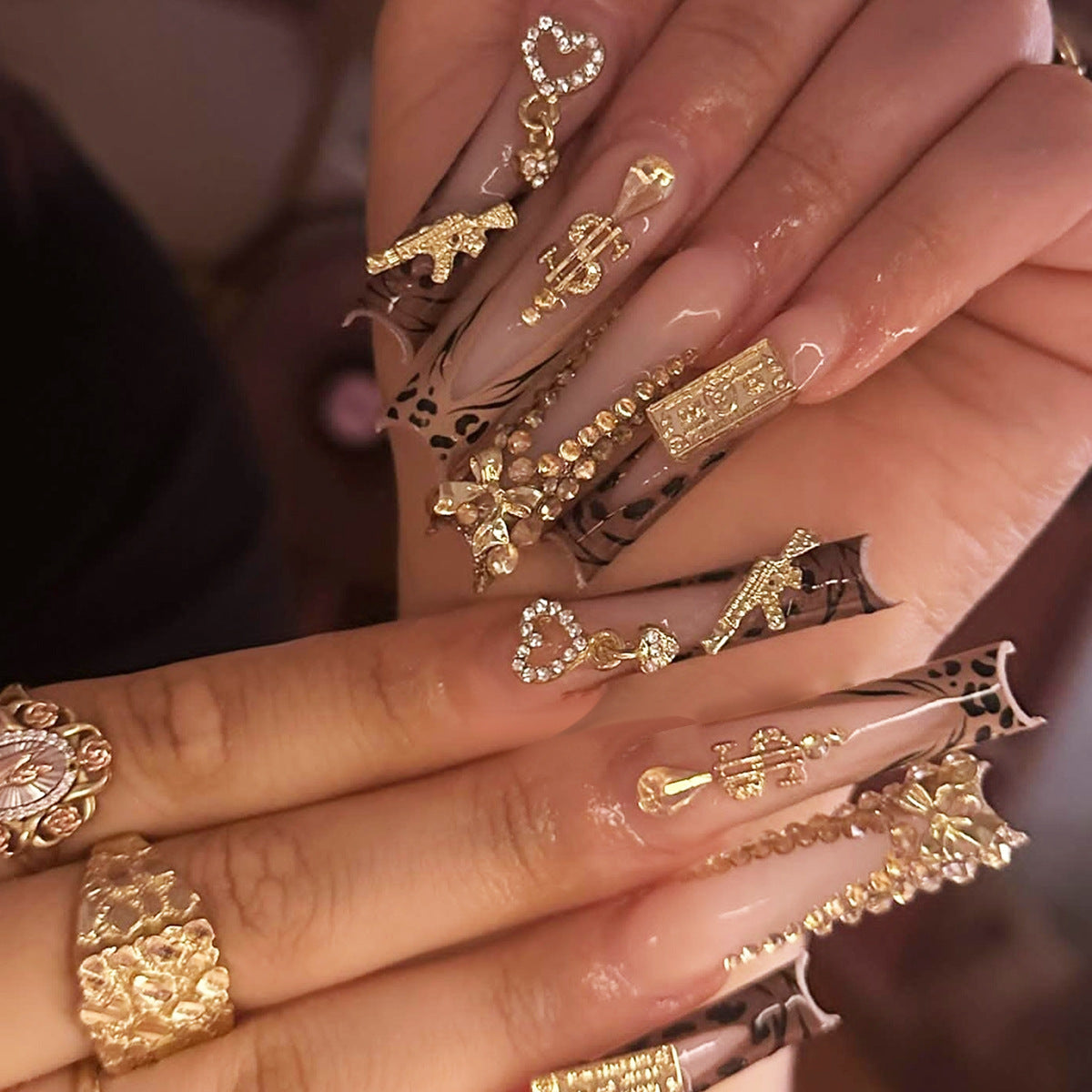 [Luxury Golden]   Long/Coffin Nails    press on nails   24pcs/set