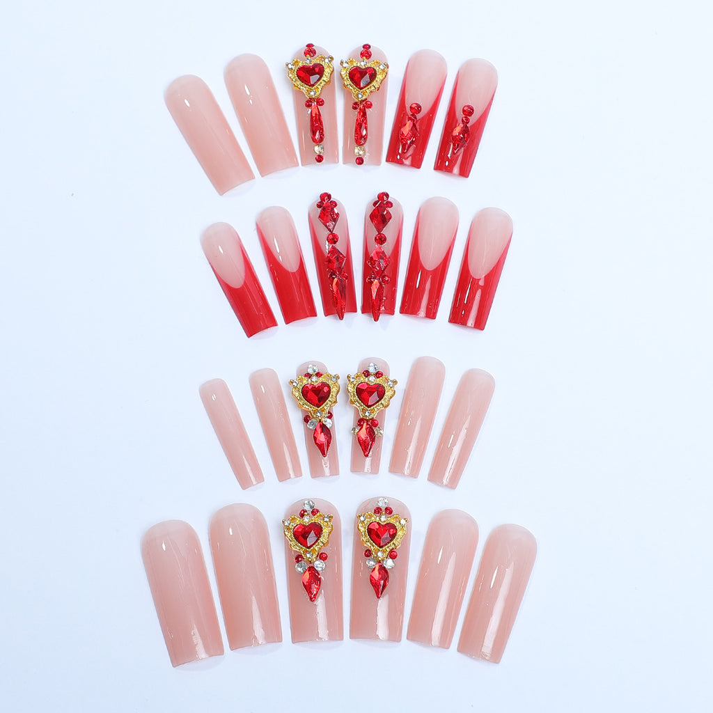 [Luxury Ruby]  Long/Coffin Nails   press on nails   24pcs/set