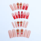 [Luxury Ruby]  Long/Coffin Nails   press on nails   24pcs/set