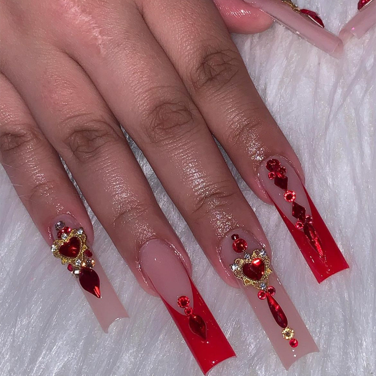 [Luxury Ruby]  Long/Coffin Nails   press on nails   24pcs/set