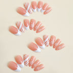 [Christmas White Snow]   Medium/Almond Nails   press on nails   24pcs/set