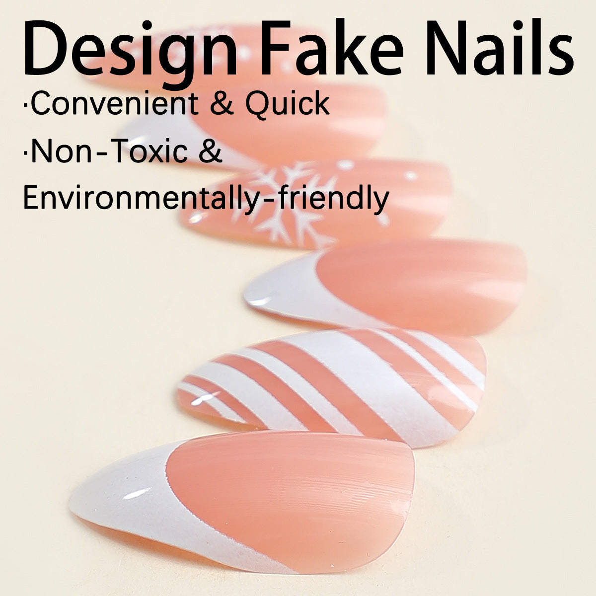 [Christmas White Snow]   Medium/Almond Nails   press on nails   24pcs/set