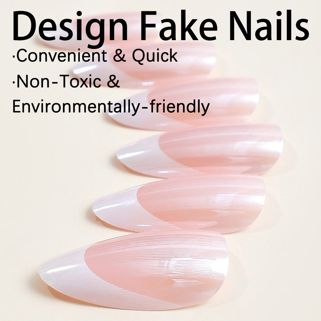 [White Bling]   Medium/Almond Nails   press on nails   24pcs/set