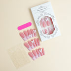 [Pink Bowknot]   Long/Coffin Nails    press on nails   24pcs/set