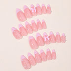 [Pink Elegant Miss]   Medium/Almond Nails   press on nails   24pcs/set