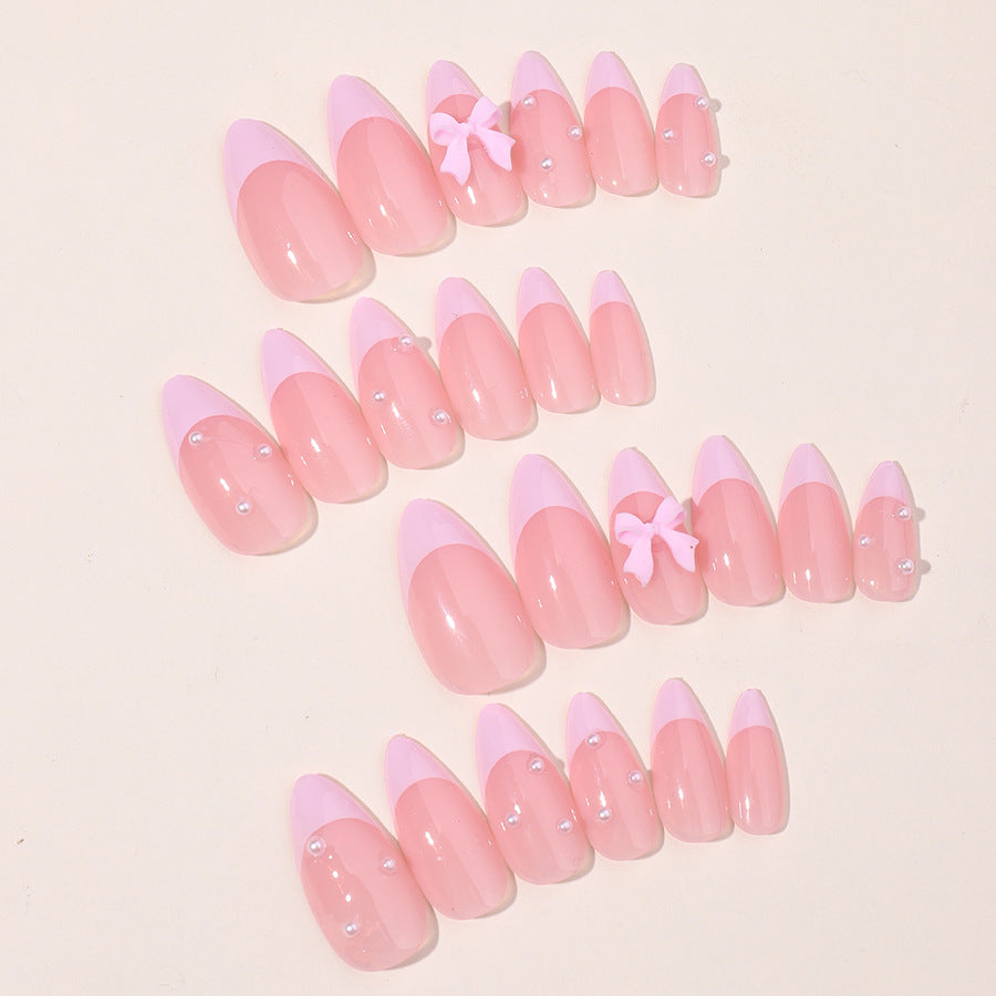 [Pink Elegant Miss]   Medium/Almond Nails   press on nails   24pcs/set