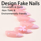 [Pink Elegant Miss]   Medium/Almond Nails   press on nails   24pcs/set
