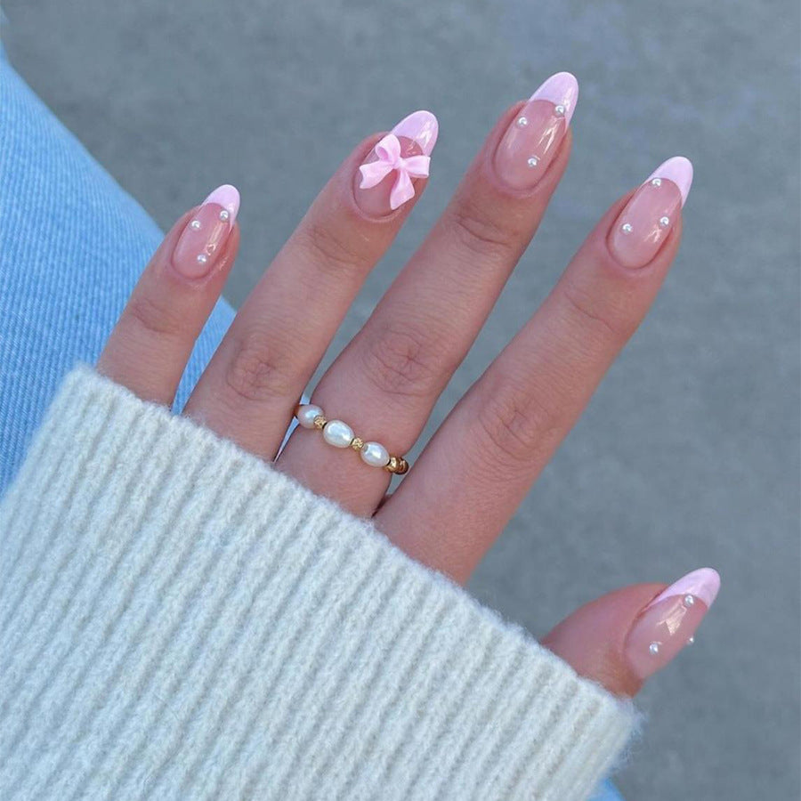 [Pink Elegant Miss]   Medium/Almond Nails   press on nails   24pcs/set