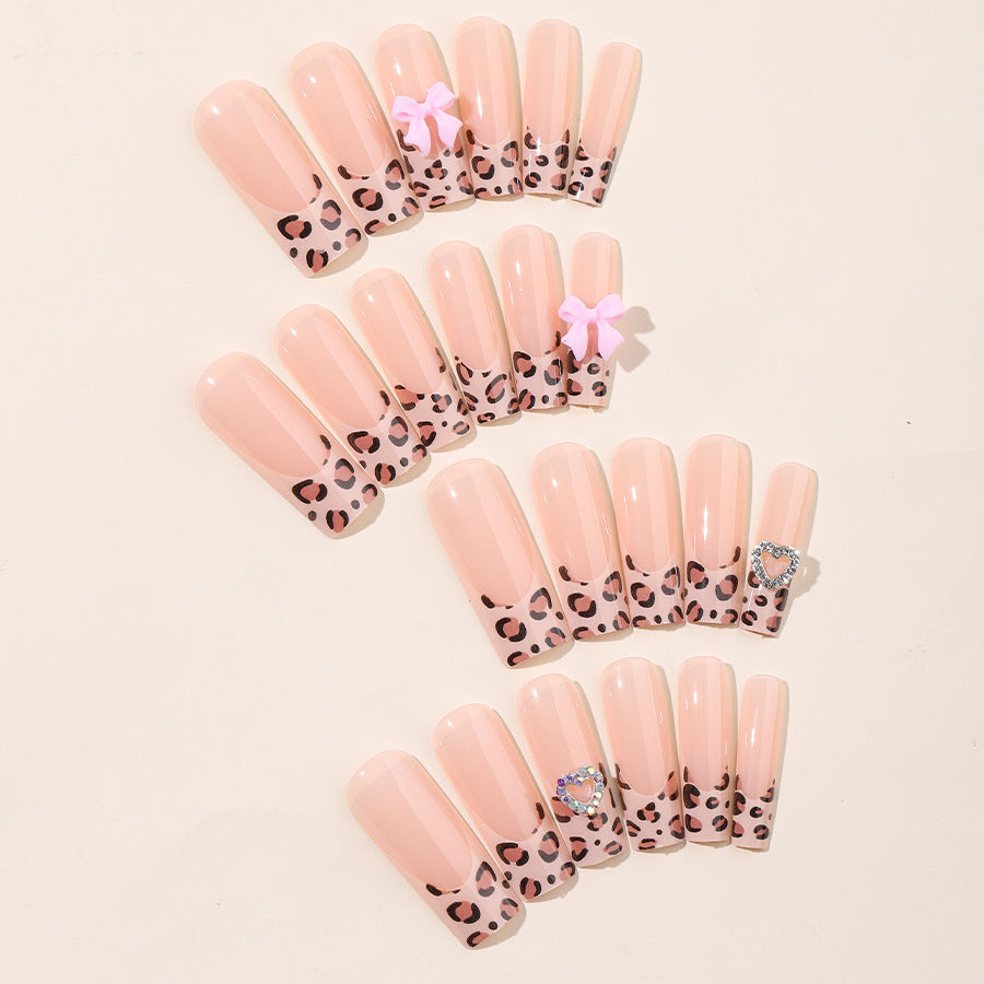 [Leopart Bowknot]  Long/Coffin Nails   press on nails   24pcs/set