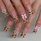 [Leopart Bowknot]  Long/Coffin Nails   press on nails   24pcs/set