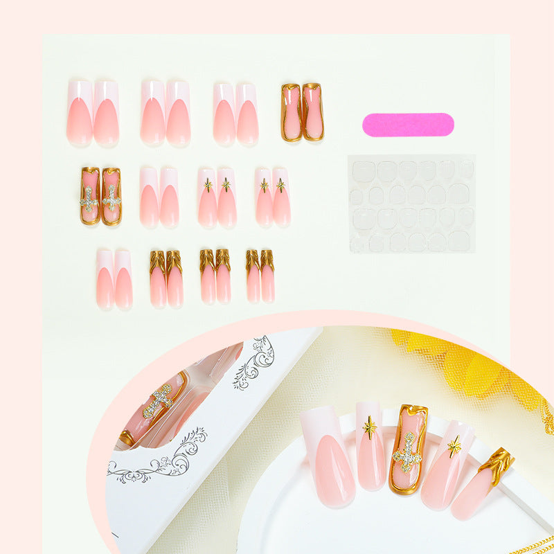 [Charming Golden]   Long/Coffin Nails    press on nails   24pcs/set