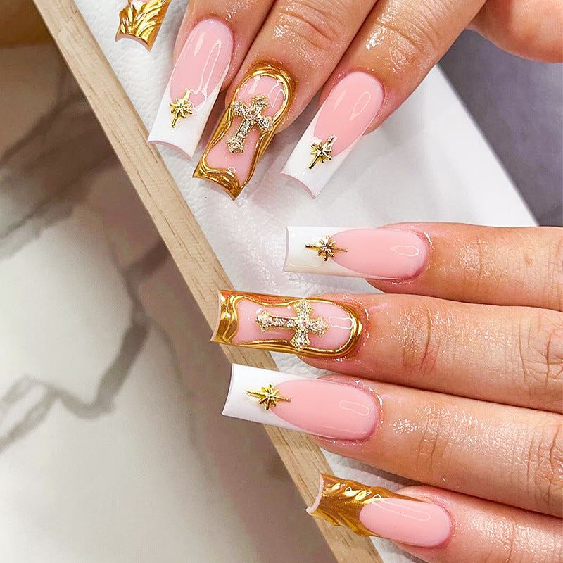 [Charming Golden]   Long/Coffin Nails    press on nails   24pcs/set