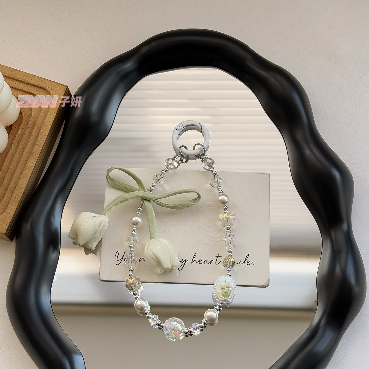 [Tulip Flower]Bling Beads Phone Charms Shining Crystal Key Chain Bag Charm