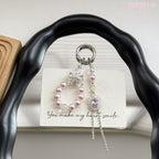 [Miss Pearl]Bling Beads Phone Charms Shining Crystal Key Chain Bag Charm