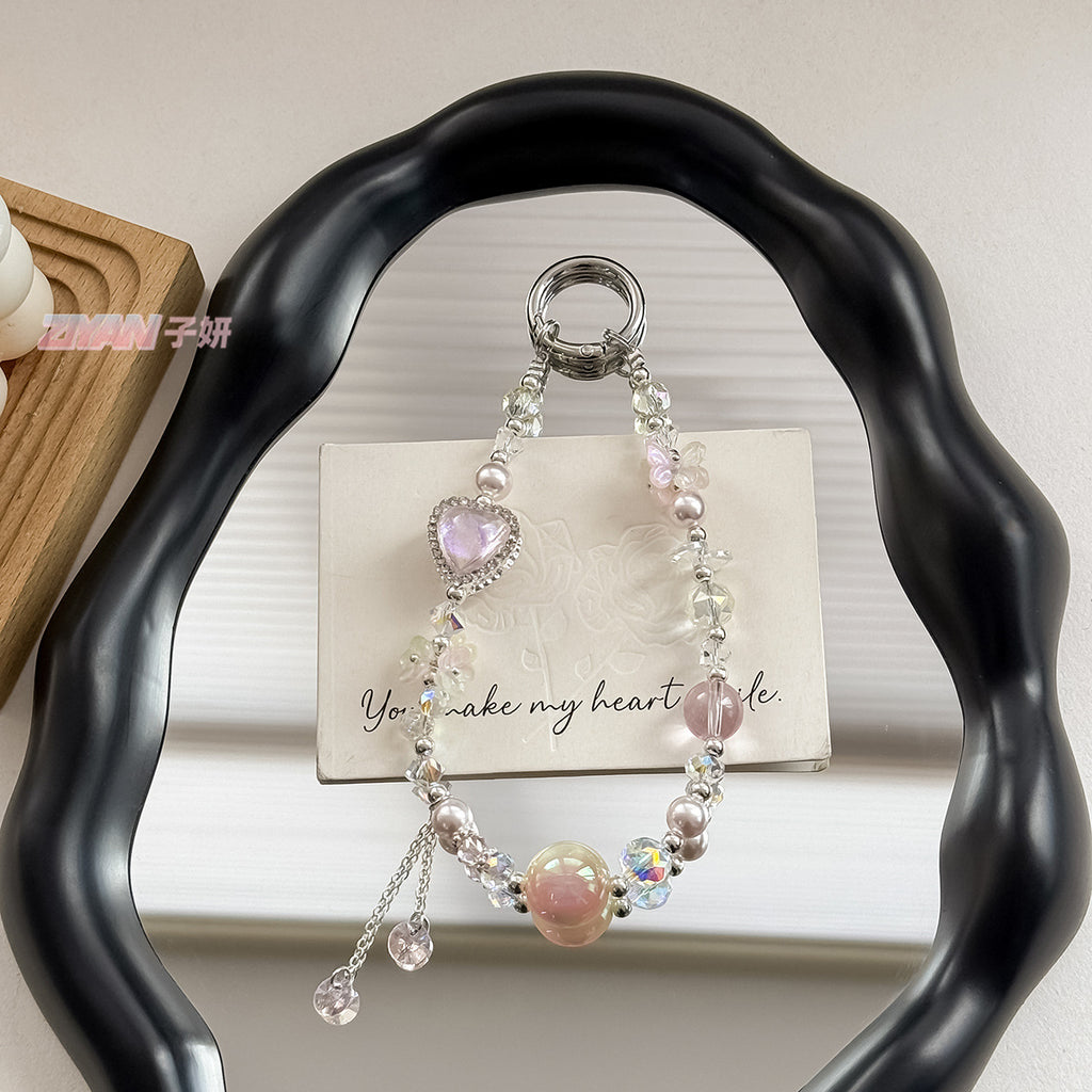 [Heart Go on]Bling Beads Phone Charms Shining Crystal Key Chain Bag Charm