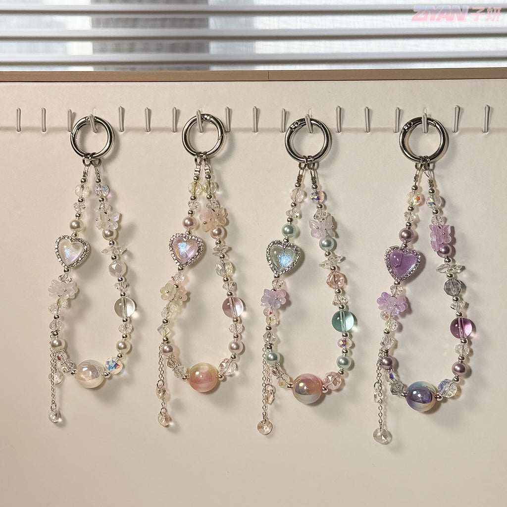 [Heart Go on]Bling Beads Phone Charms Shining Crystal Key Chain Bag Charm