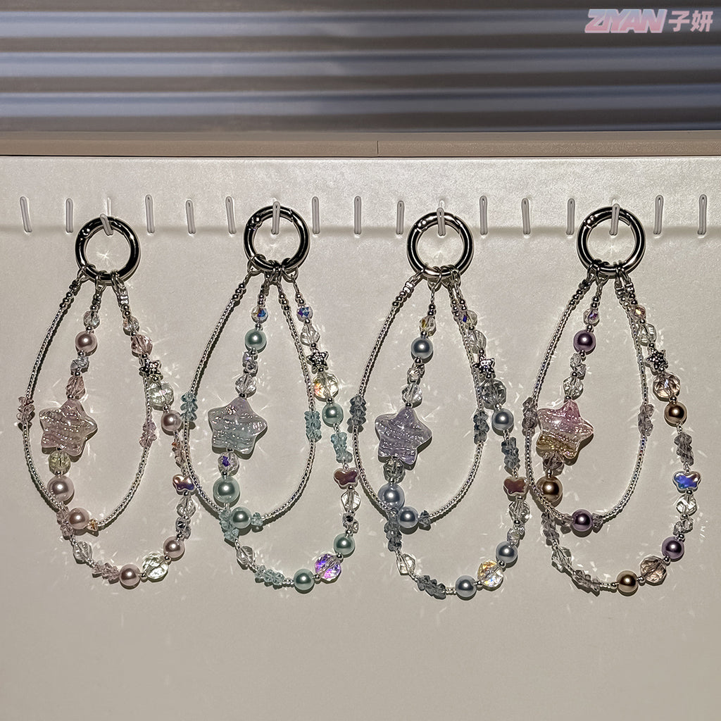 [Colorful Star]Bling Beads Phone Charms Shining Crystal Key Chain Bag Charm