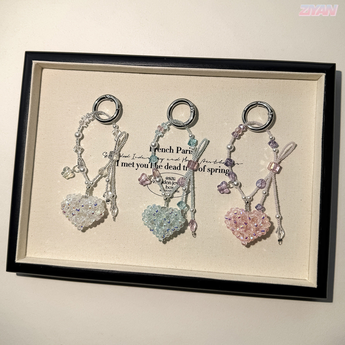 [Shining Heart]Bling Beads Phone Charms Shining Crystal Key Chain Bag Charm