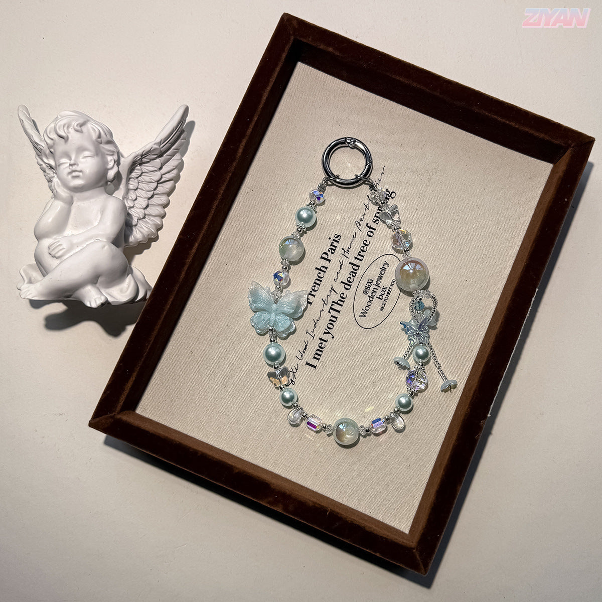 [Ice Butterfly]Bling Beads Phone Charms Shining Crystal Key Chain Bag Charm