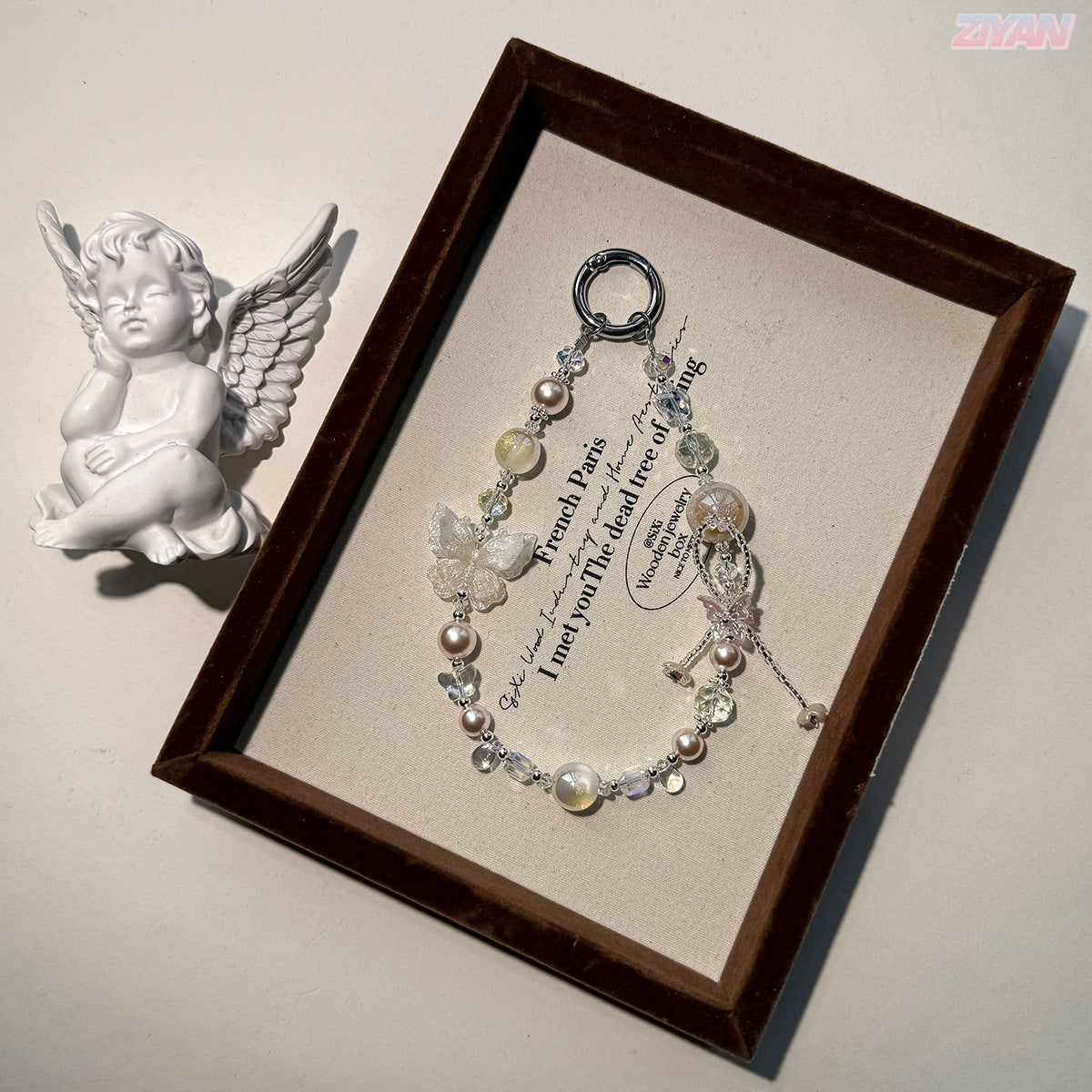 [Ice Butterfly]Bling Beads Phone Charms Shining Crystal Key Chain Bag Charm