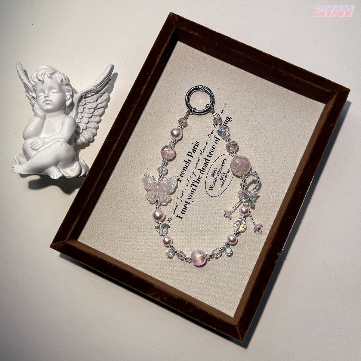 [Ice Butterfly]Bling Beads Phone Charms Shining Crystal Key Chain Bag Charm