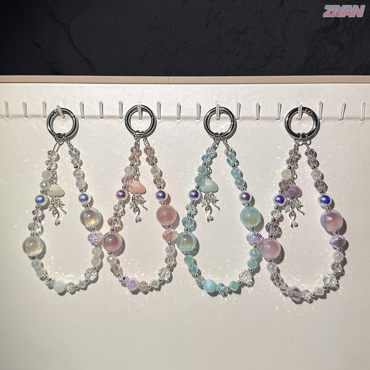 [Ocean Park]Bling Beads Phone Charms Shining Crystal Key Chain Bag Charm