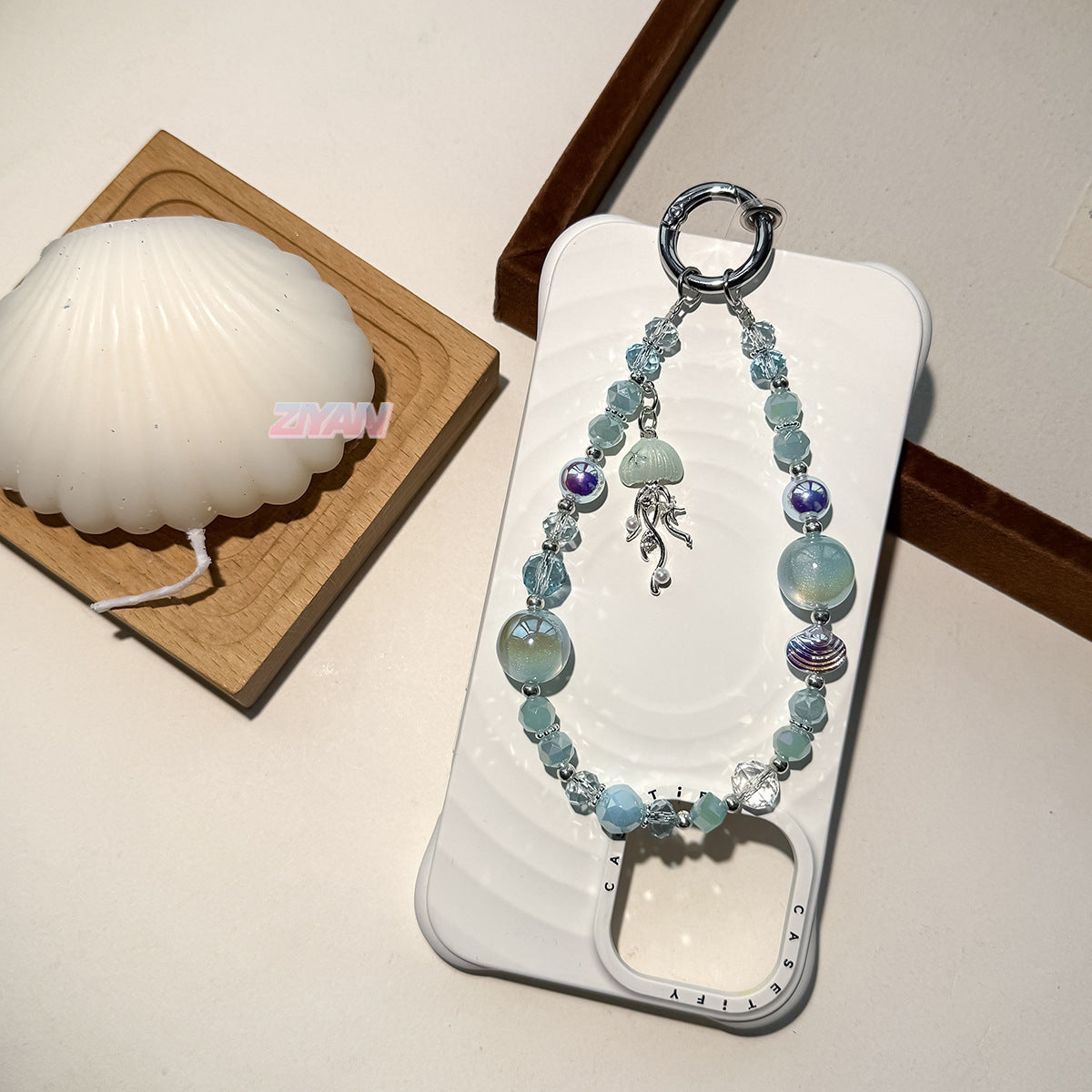 [Ocean Park]Bling Beads Phone Charms Shining Crystal Key Chain Bag Charm