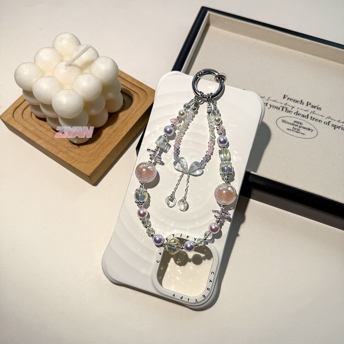 [Double Love]Bling Beads Phone Charms Shining Crystal Key Chain Bag Charm