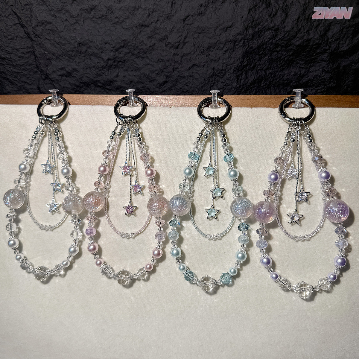 [Dreamlike Star]Bling Beads Phone Charms Shining Crystal Key Chain Bag Charm