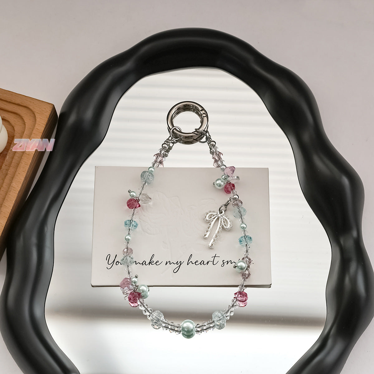 [Bling Bowknot Miss]Beads Phone Charms Shining Crystal Key Chain Bag Charm