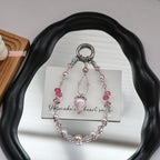 [Sweet Pink Strawberry]Beads Phone Charms Shining Crystal Key Chain Bag Charm